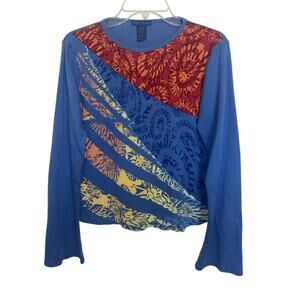Vtg 90s Cirque du Soleil XX Year Under the Sun Long Bell Sleeve Top L/XL Artsy